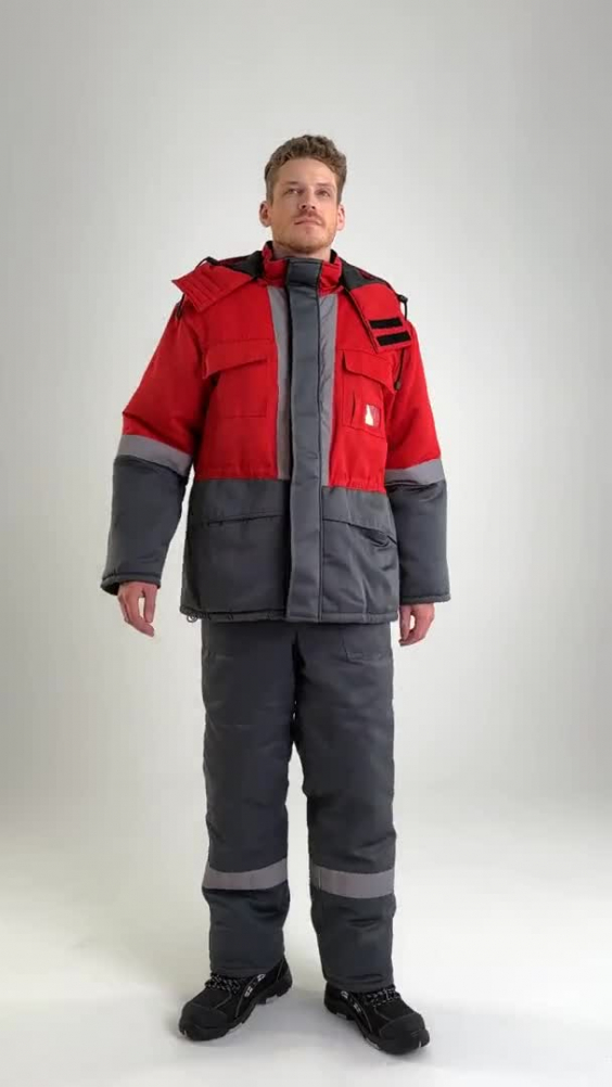 Костюм СУРГУТ утепл. 2-ой климатический пояс серый/красный